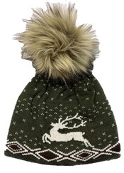 Dámská čepice zimní s motivem jelena - zelená