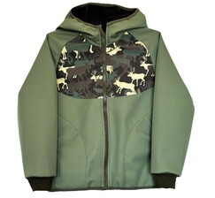 Dětská myslivecká softshellová bunda s kapucí - jeleni