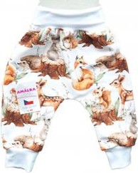 Dětské elastické kalhoty - Lesní zvířátka