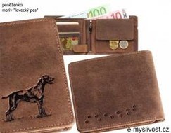 Kožená myslivecká peněženka - motiv Lovecký pes
