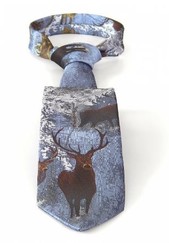 Myslivecká kravata JELEN bílá/šedá- A