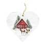 Vánoční ozdoba dřevěná - Domeček a srnky - srdíčko