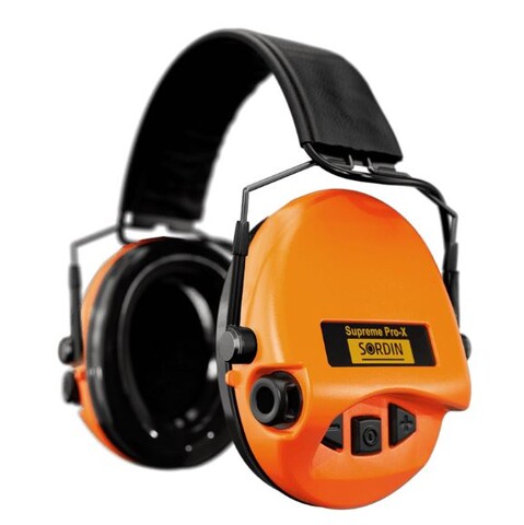 Elektronická sluchátka Sordin Supreme Pro-X Slim - oranžové - kůže - PVC náušníky